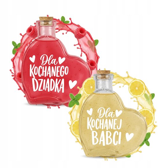 Bimberek - Glazen Hartvormige Fles - 250ml - Geschenk voor Grootouders - Met Kurk