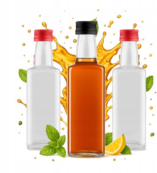 Bimberek - Glazen WHISKY Flessen Set - 250ml - Aluminium Dop - Voor Dranken