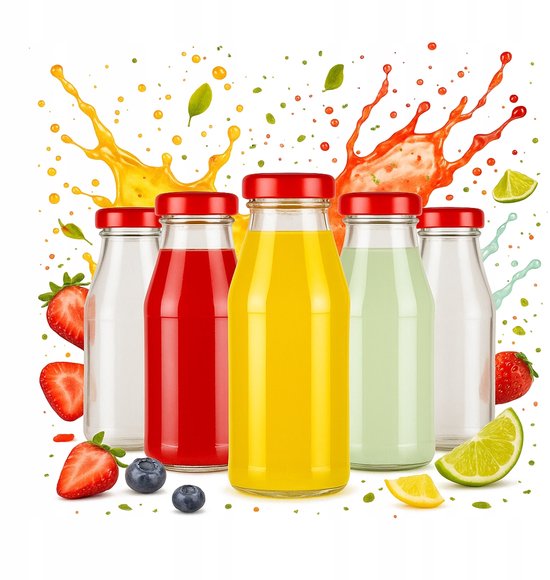 Bimberek Juice Serie - Glazen Flessen - 125ml - Schroefdop - Set van 10 van Merkloos