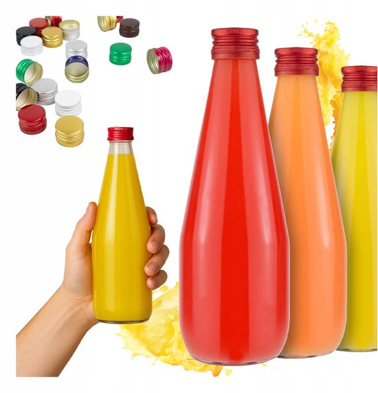 Bimberek KROPLA - Glazen Flessen 50x - 330ml - Met Dop - Voor Sappen