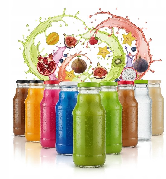 Bimberek KUBUŚ - Glazen Fles - 330ml - Met Verschillende Dopkleuren