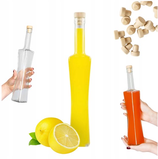 Bimberek MAGNUM QUADRA - Glazen Fles - 500 ml - Vierkante Vorm - Inclusief Kurk