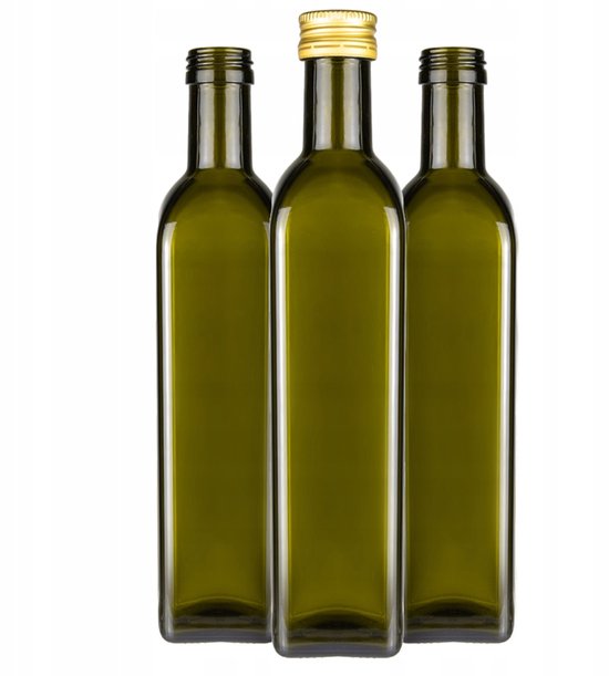 Bimberek Marasca - Olijfolie Fles - 500ml - Kwadratisch - Olijfgroen van Merkloos