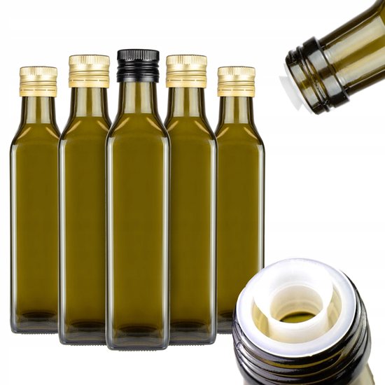 Bimberek Marasca Serie - Glazen Fles 250ml - Olijfgroen - Dozering - Strak Design