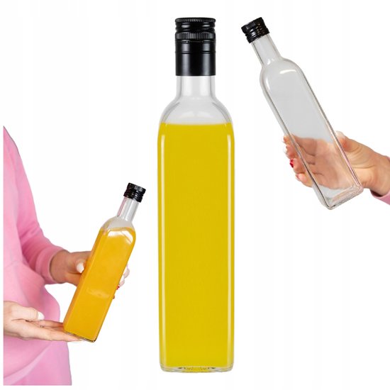Bimberek Marasca Serie - Transparante Fles - 500 ml - Voor Olijfolie, Azijn, Likeuren