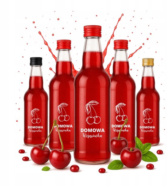 Bimberek - Monopol Serie - Glazen Flessen met Print - 500ml - Voor Huisgemaakt Kersenlikeur