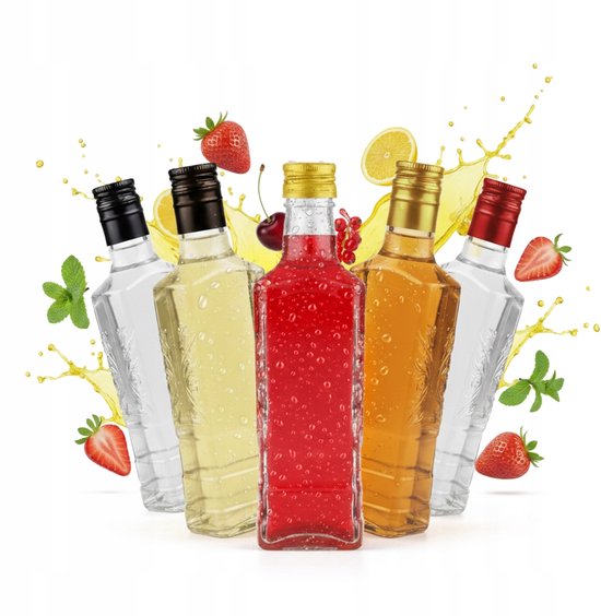 Bimberek PIONIER MOSKWA Serie - Glazen Flessen - 250ml - Met Schroefdop - Elegant Ontwerp
