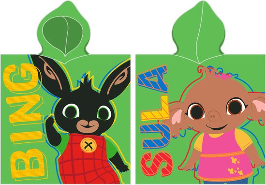 Bing Bunny en Sula poncho - 100% katoen - badponcho met capuchon van Merkloos