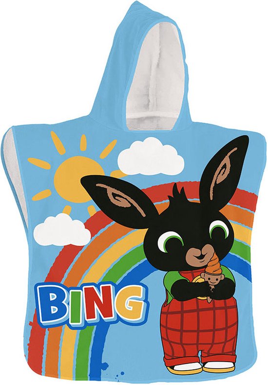 Bing Bunny Poncho, Ice Cream - 50 x 100 cm - Polyester van Merkloos