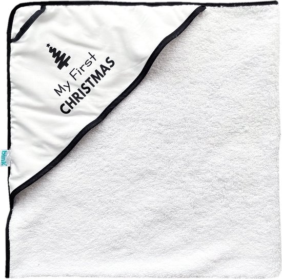 BINK Bedding Badcape "My First Christmas (kerstboom)" zwart wit van BINK