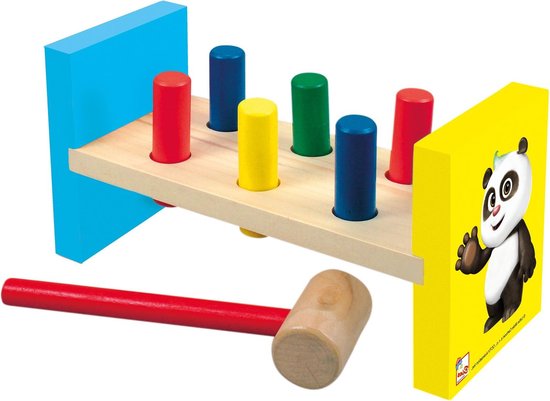 Bino Hamerbank Little Mole & Panda Junior 22 Cm Hout 9-delig van Bino