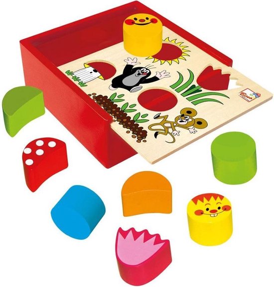 Bino Vormenbox Mole Junior 16 X 16 X 6 Cm Hout 2-delig van Bino