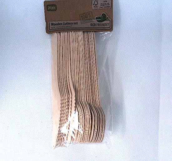 Bio Bestek 24-delige set | 8 messen | 8 vorken | 8 Lepels | Hout | Wegwerp van Pandoo