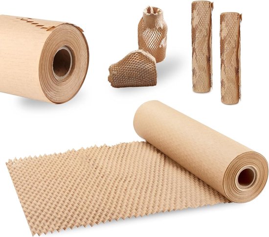 Biologisch afbreekbaar honingraat verpakkingsmateriaal van 30cm×30m, luchtkussens voor mobiele telefoons en breekbare geschenken, milieuvriendelijke alternatieven voor bubbeltjesplastic