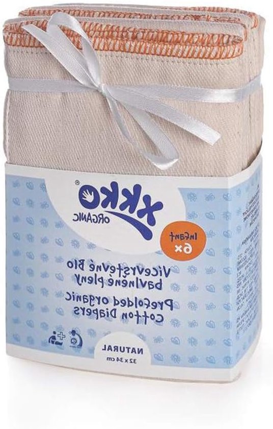 Biologisch Katoen Prefolds - Vouwluiers Systeemluiers - Baby Verzorgen - 100% Biologisch Katoen - 32x34cm - Oranje Rand