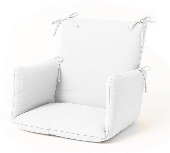 Biologisch katoenen kinderstoelkussen/ stoelverkleiner wit van Merkloos