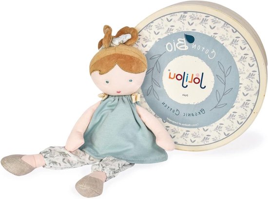 Biologische Lappenpop - Zachte Knuffel - Rollenspel Leren - GOTS-gecertificeerd Katoen - 30 cm - Blauw