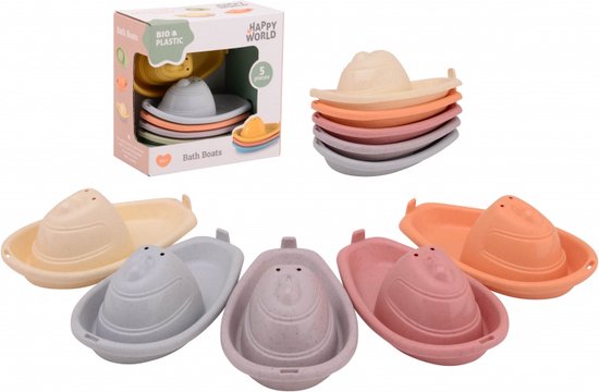 Bioplastic: Happy world 5 badbootjes in doos. van Bioplastic.