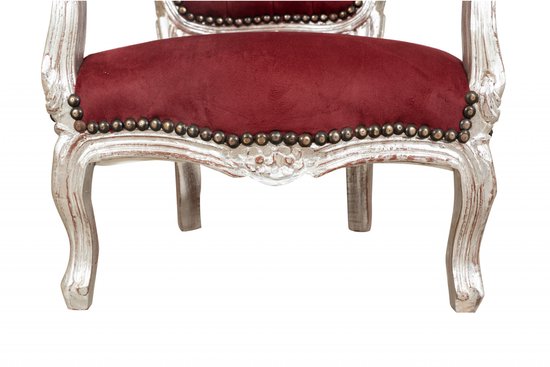 BISCOTTINI Fauteuil Voor Kind - Stoel Voor Kind - Massief Beukenhout - Antiek Zilver Afwerking - Kind Relaxfauteuil voor Kinderkamer - 51x50x73 cm van BISCOTTINI