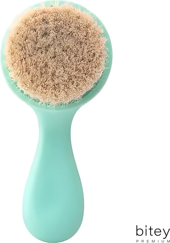 Bitey - Babyborstel - Haarborstel - Kraamcadeau - Verzorgingset - 100% Natuurlijk - Hoofdhuid/Haar en Lichaam - Massage - Zacht - Turquoise van Bitey