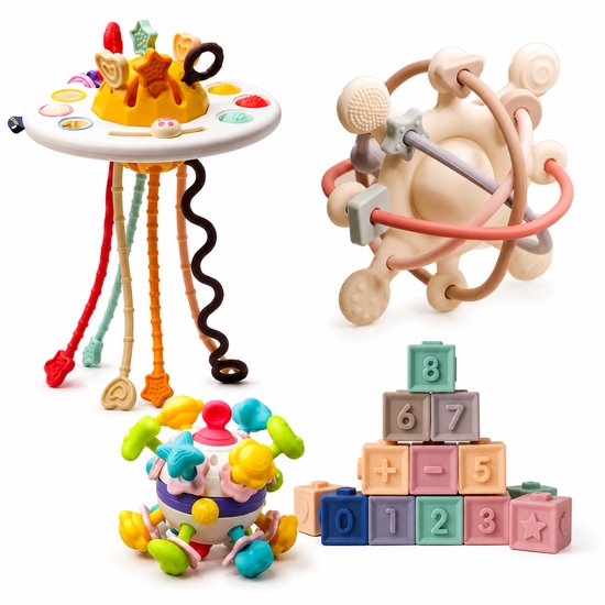 Bitey Montessori Speelgoed Bundel - Baby Speelset - Sensorisch Speelgoed - 0+ Maanden - 4 in 1