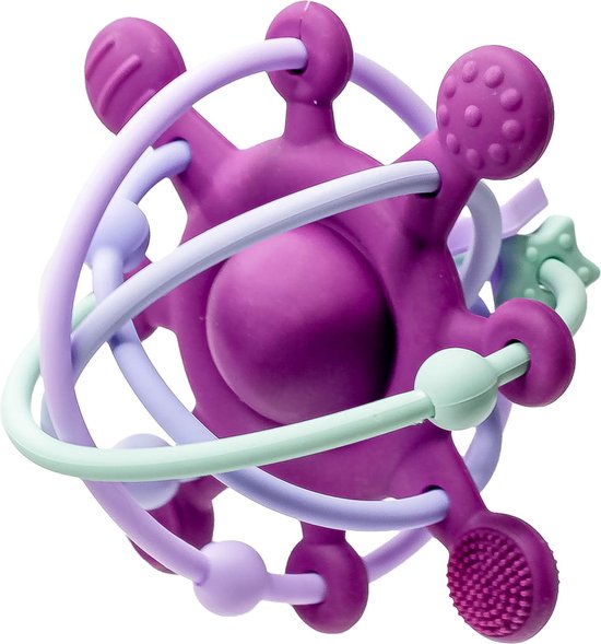 Bitey - Rammelaar - Bijtring Baby - Montessori Speelgoed - BPA-vrij - Grijp- en Bijtspeelgoed - Kraamcadeau - Babyshower Cadeau - Baby Speelgoed - Spelen en ontdekken - vanaf 3 maanden - Lavender Breeze van Merkloos