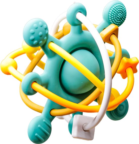 Bitey - Rammelaar - Bijtring Baby - Montessori Speelgoed - BPA-vrij - Grijp- en Bijtspeelgoed - Kraamcadeau - Babyshower Cadeau - Baby Speelgoed - Spelen en ontdekken - vanaf 3 maanden - Meadow Green van Bitey