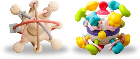 Bitey - Rammelaar Set - Montessori Speelgoed - BPA-vrij - Grijp- en Bijtspeelgoed - Kraamcadeau - Baby Speelgoed - Spelen en ontdekken - vanaf 3 maanden van Bitey