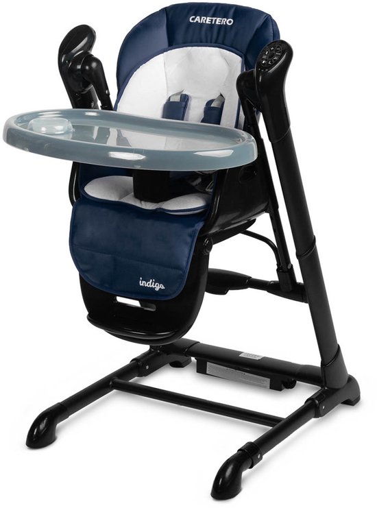 Black Indigo Serie - Kinderstoel en Babyschommel - Zwart Frame - 2 in 1 - PCV Bekleding