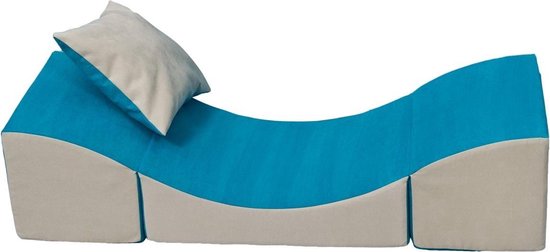 Blauw beige kinderbank van 20 bij 120 bij 40 cm, gewicht: 250 gram van Merkloos