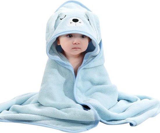 Blauw - Hond - Badcape - Baby Handdoek - Zachte Poncho - Badhanddoek - Met Capuchon - Badponcho - Dieren - Baby fleecedeken - Baby en Peuters - 0-3 jaar - Babydeken - Babycape - Wikkeldeken - Kraamcadeau - Handdoek - Kleuter - Multifunctionele van Hony.