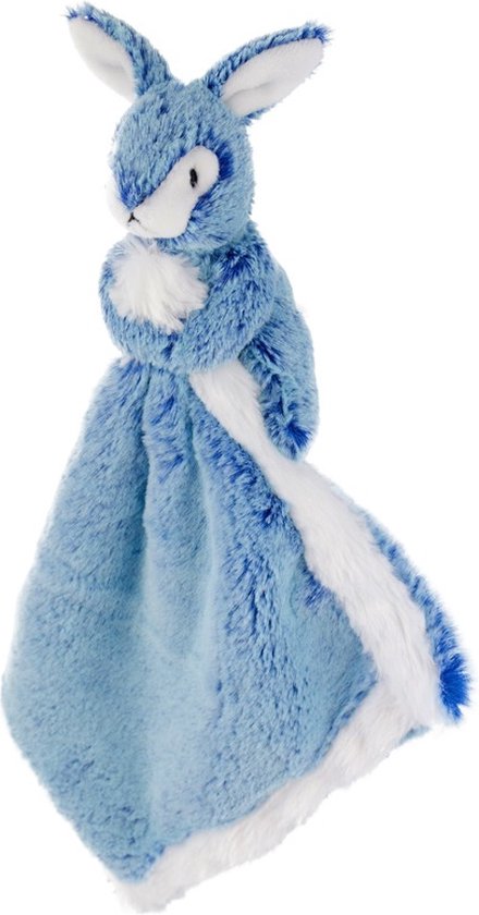 Blauw konijn/haas tuttel/knuffeldoekje 25 cm - Konijnen/hazen bosdieren knuffels - Baby geboorte kraamcadeaus van Funnies.