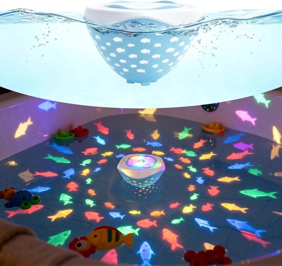 Blauwe Vissen Projectie RGB Zwembadlamp - Waterdichte Badlamp voor Kinderen - Batterij Aangedreven Drijvende Sfeerlamp - Kleurveranderende Onderwaterwereld Projectielamp voor Bad Tijd van Merkloos