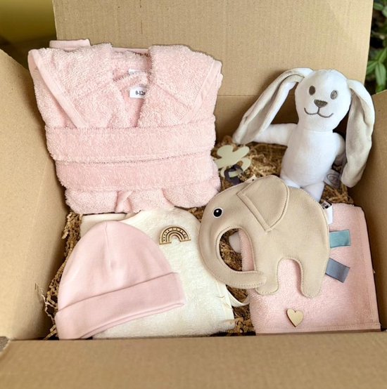 Blijeitje Cadeauset Deluxe Perfect voor een gender reveal, kraamcadeau meisje of babyshower roze van Merkloos