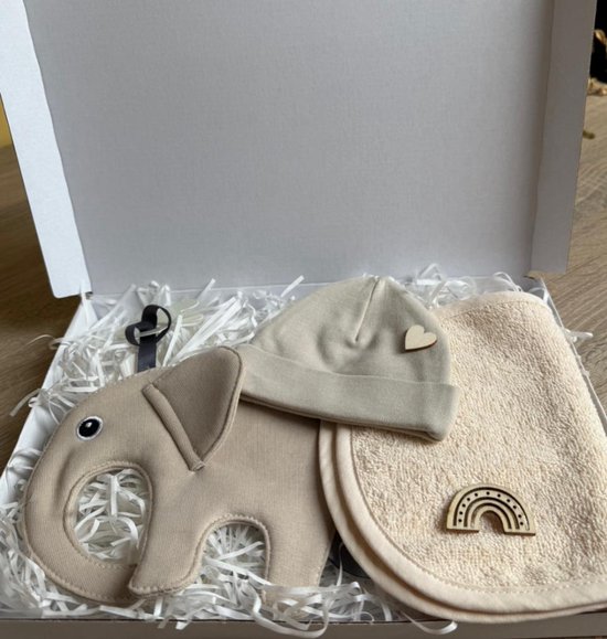 Blijeitje Mini Brievenbus Cadeauset Perfect voor een gender reveal, kraamcadeau of babyshower beige van Merkloos