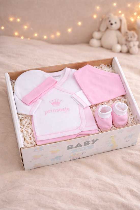 Blijeitje Prinsesje - Kraamcadeau Meisje - Baby Cadeauset - Geboorte Cadeau - 5-Delig - 0-3 Maanden - Cadeauverpakking van Merkloos
