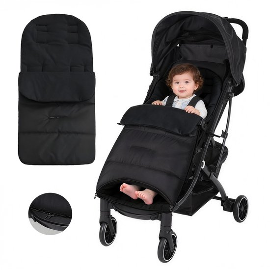 Blijf warm Voetenzak met openingen voor de voeten - geschikt voor kinderwagens - 86*40 cm - waterdichte en slijtvaste buitenlaag van Oxford-stof - kan gebruikt worden als slaapzak of zitkussen - babyslaapzak - verdikt - winddicht - waterdicht van Merkloos