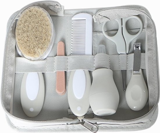 Blij'r TS-001 baby verzorgingsset in etui - 6 delig - grijs - EINDEJAARSKORTING van Merkloos