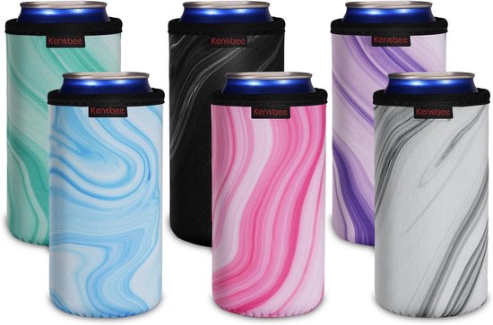 Blikjes Koelhoezen - Isolerende Houders - Dranken Koel Houden - Antislip Neopreen - 6 Stuks 500ml - Marmerpatroon