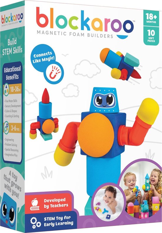 Blockaroo robot box - 10 onderdelen - Magnetisch speelgoed - Badspeelgoed van Blockaroo