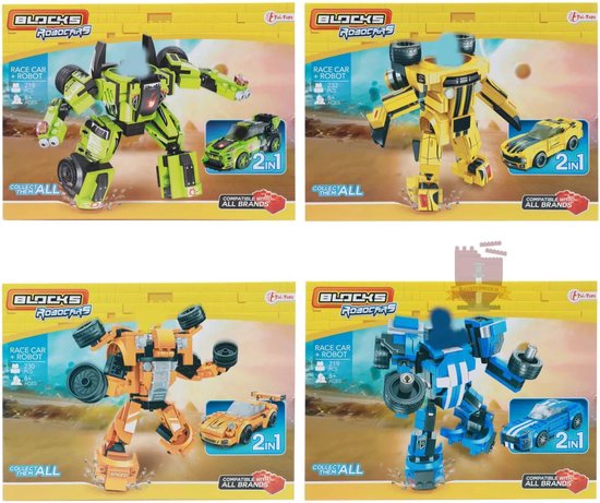 Blocks - Bouwstenen Robot Auto 2 in 1 - 4 ass (wordt willekeurig geleverd) van Block