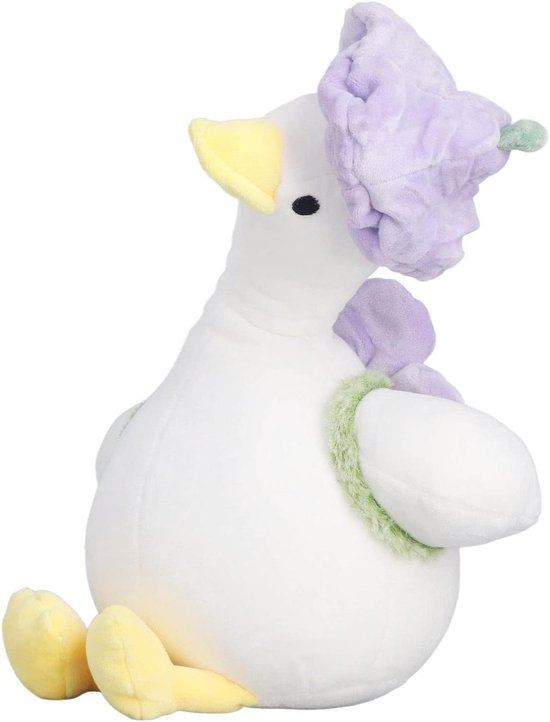 Bloem Eend Knuffel - Eend Knuffeldier - Kinderen Gezelschap - Met Bloemenhoed en Rugzak - 35 cm - Paars van Bloem