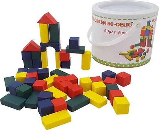 Blokkenton met 50 gekleurde blokken van Jumbo
