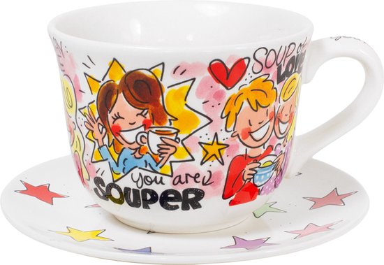 Blond Amsterdam, Even Bijkletsen Set: Soep kom Souper en Bord Star 18cm