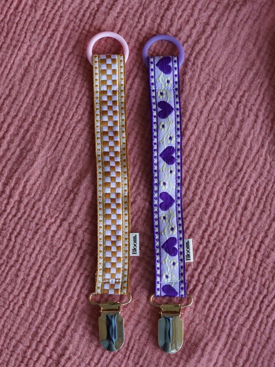 Bloom Babies - Speenkoord Set Malibu & Bali - Handgemaakt Speenkoord stof - Kraamcadeau - Speenkoorden - Gratis inpakservice - Baby van Merkloos