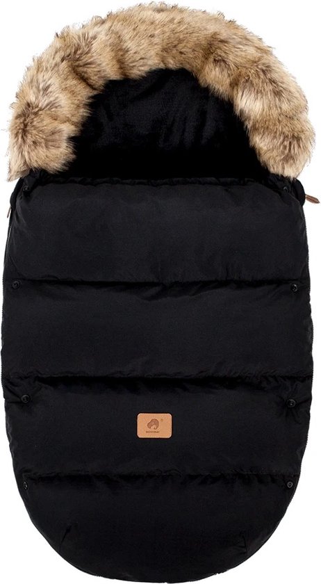 Bloominggoods® Voetenzak - Universeel - Voetenzak voor Kinderwagen/Buggy - 0-24 Maanden - Zwart - Warm en Windproof - 4 Openingen - 2 Ritsen - Zwart - Flanel - Warm en Wasbaar van Bloom