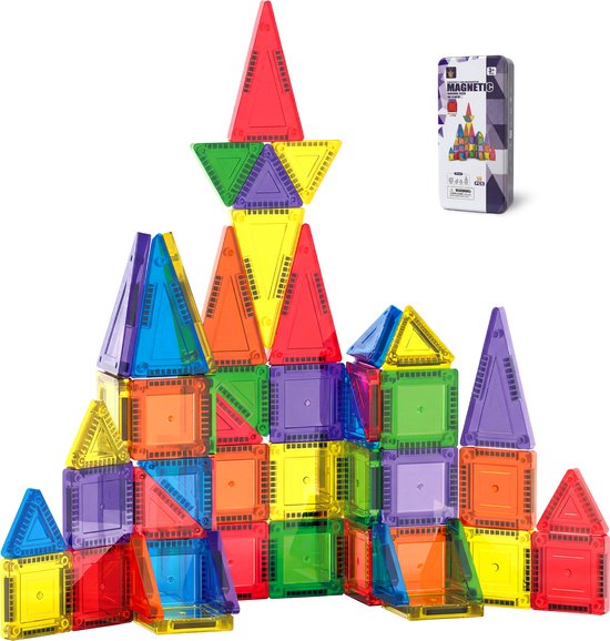 BLU Magna Tiles Travel Set - Magnetische Tegels Reisset - 56 stuks - Smartphonevrij opgroeien - Travel Set Magnetisch Speelgoed - Montessori Bouwstenen - Educatieve Magnetic Tiles - Cadeau Kinderen vanaf 3 jaar van Merkloos