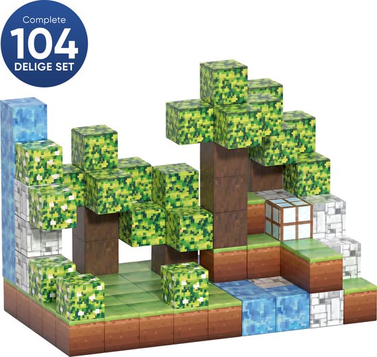 BLU Magnetische blokken - 104 stuks - Minecraft Stijl - Smartphonevrij opgroeien - Magnetisch Speelgoed - Montessori - Educatief Speelgoed Kinderen van Merkloos