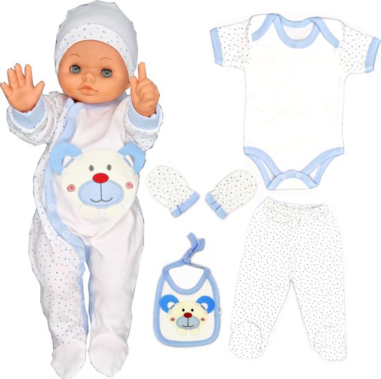 Blue Eyes- Babycadeauset voor pasgeborenen-100% natuurlijk katoen-uniseks-kleding cadeauset-babyuitrusting voor baby's van 0-4 maanden-6 delig van Merkloos