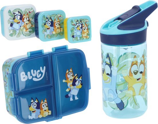 Bluey lunchset; lunchbox, snackbox en drinkfles